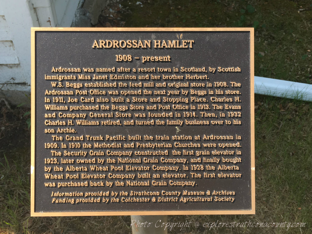 Ardrossan Historical Plaque Strathcona county